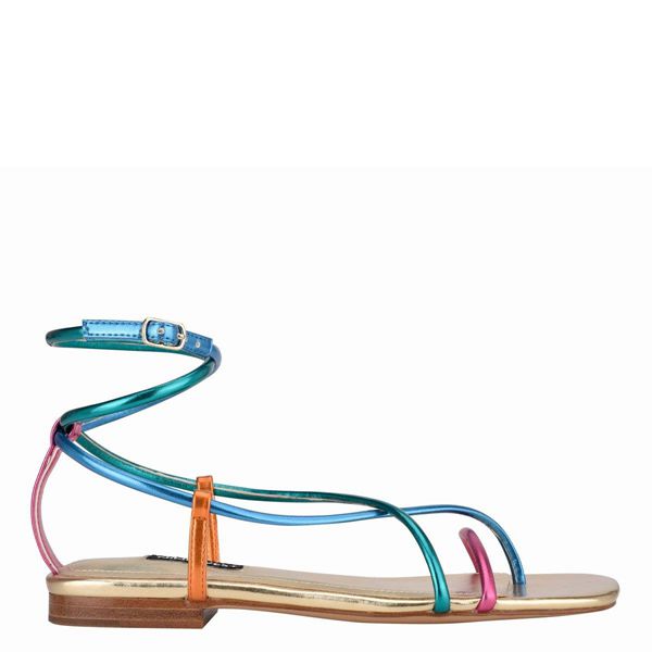 Nine West Mandie Strappy Multicolor Flat Sandals | South Africa 85W66-2O86